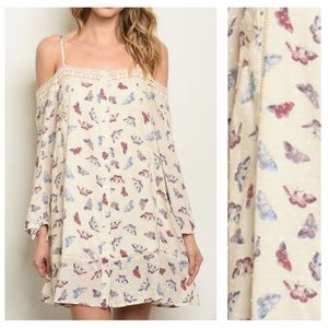 🌟SALE🌟 Cream butterfly printed dress 🦋